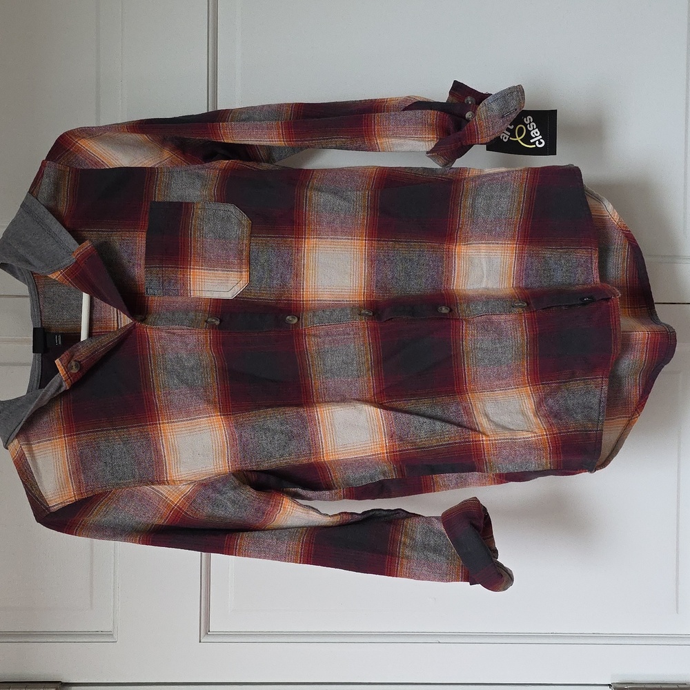 art class Kids Plaid Button-Down Shirt - Red, Gray, and Orange